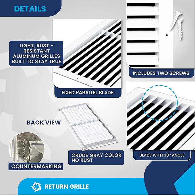 26x10 Inch (Duct Opening) Air Return Vent Cover Decorative – Premium Aluminum AC Vent Cover for Ceiling & Wall, Rustproof Grille, Ideal for Home HVAC Grille, Durable & Easy to Install by ACLAMINAIRE - Image 9