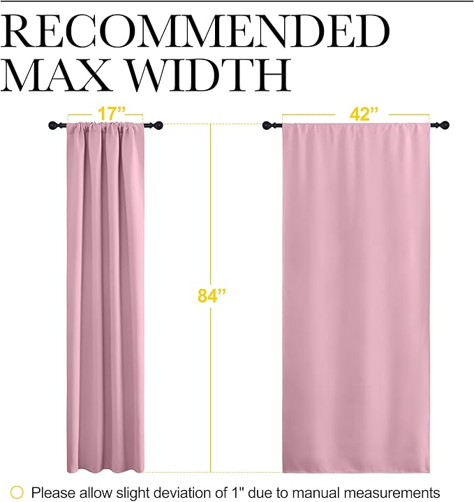 NICETOWN Blackout Curtains for Living Curtains, Rouge Pink, 2 Panels, 42 by 84, Room Darkening Window Curtain Panels, Easy-Care Solid Thermal Insulated Draperies/Drapes for Daughter Room - Image 5