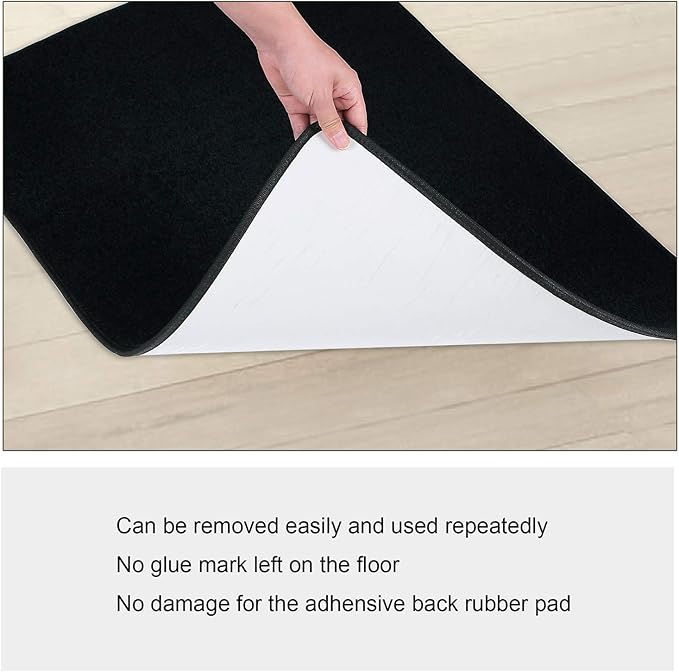 PURE ERA Carpet Stair Tread Landing Mat Tape Free Self Adhesive Non Slip Skid Resistant Indoor Doormat Area Rug Floor Mat for Kitchen Bathroom Workstations Washable 2' X 3' (Black) - Image 5