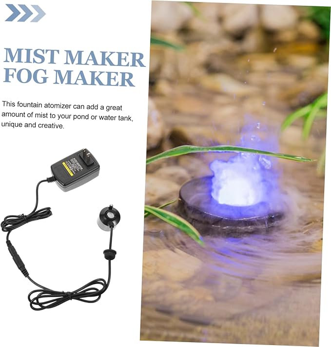 Mini Fog Maker for Fish Tank and Fountain Water Humidifier with Color Change Led Light for Indoor Garden Decor and Halloween Atmosphere - Image 7