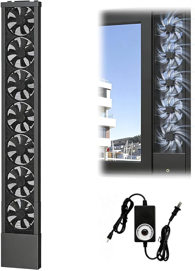 Vertical Window Exhaust Fan for Sliding Windows-Easy Tool-Free Installation, Adjustable Speed with Reversible Airflow, Slim Design for Bedroom Kitchen Office, Alternative to AC Fan and Household Fans by Unknown