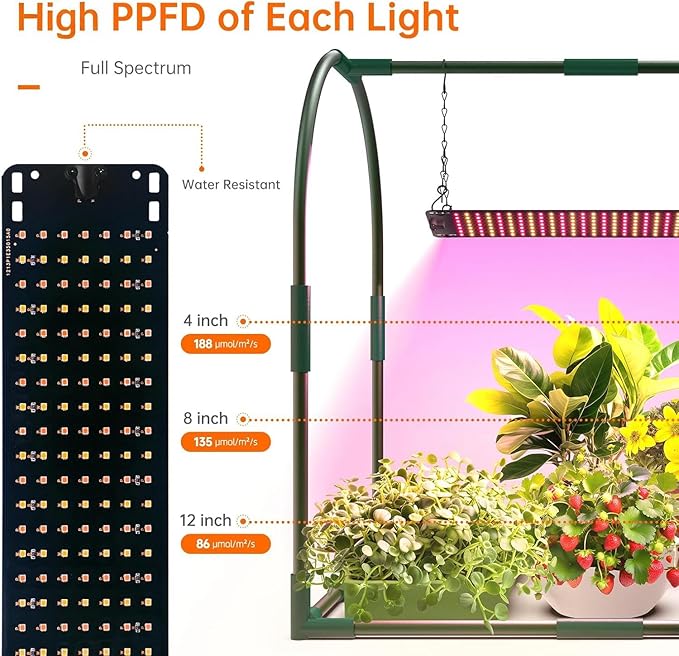Bstrip Mini Indoor Greenhouse with Grow Lights, 27.2" L X 19.9" W X 27.2" H Desktop Small Greenhouse with Zippered Door and PVC Cover for Seed Starting, 1.6FT Plant Light for Indoor Plants with Timer - Image 8