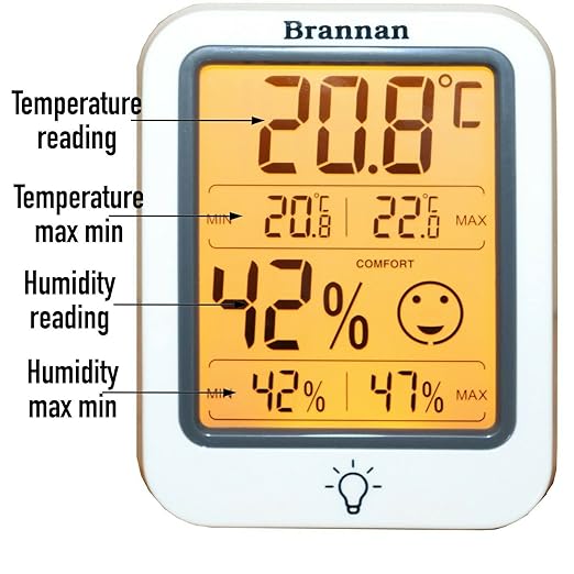 Brannan Digital Room Thermometer Hygrometer Indoor Humidity Meter Accurate Temperature Max Min Recording Backlight LCD Display Monitor Home Office Baby Room Nursery Greenhouse - Image 9