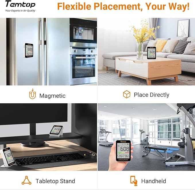 Temtop CO2 Monitor Indoor air Quality Monitor Portable CO2 Meter, CO2, Temperature, Humidity Home, Office or School - Image 7