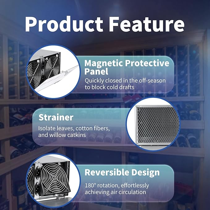 Reversible Basement Ventilation Fan with Dual 100 CFM Fans, Independent Speed Control, Smart Humidity & Timer Modes, Real-Time Display, Fresh Air Supply & Exhaust for Basement, Storeroom, Wine Cellar - Image 3
