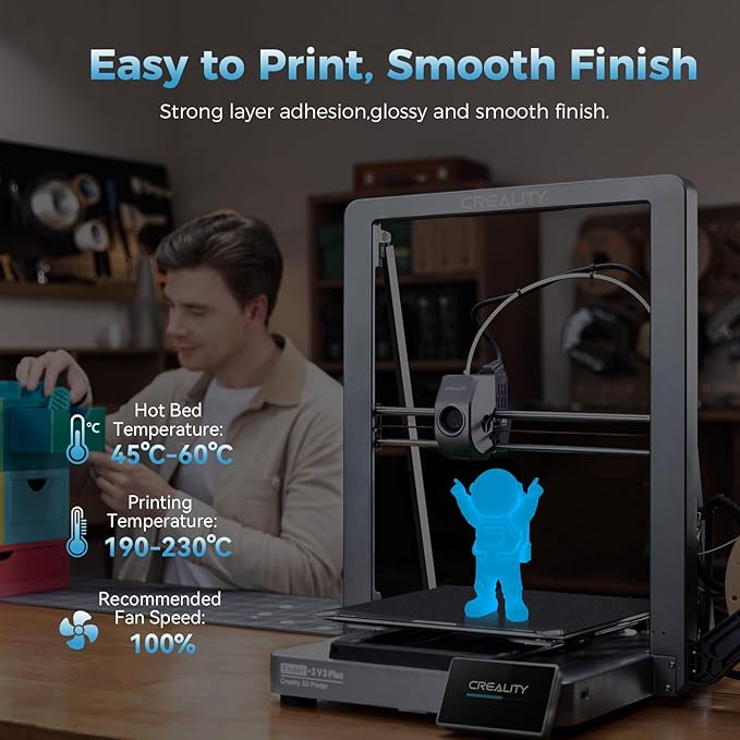 Creality 3D Luminous PLA Printer Filament, 1.75mm Glow in The Dark Shiny Firefly Blue PLA Filament for 3D Printing, Best with UV Lamps, 1kg Spool (2.2lbs), Blue - Image 3