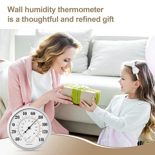 Indoor Outdoor Thermometer Wall Large Numbers Thermometer No Battery 12" Hanging Digital Weather Hygrometers for Home Garden Outside Patio Decor (Silver) - Image 6