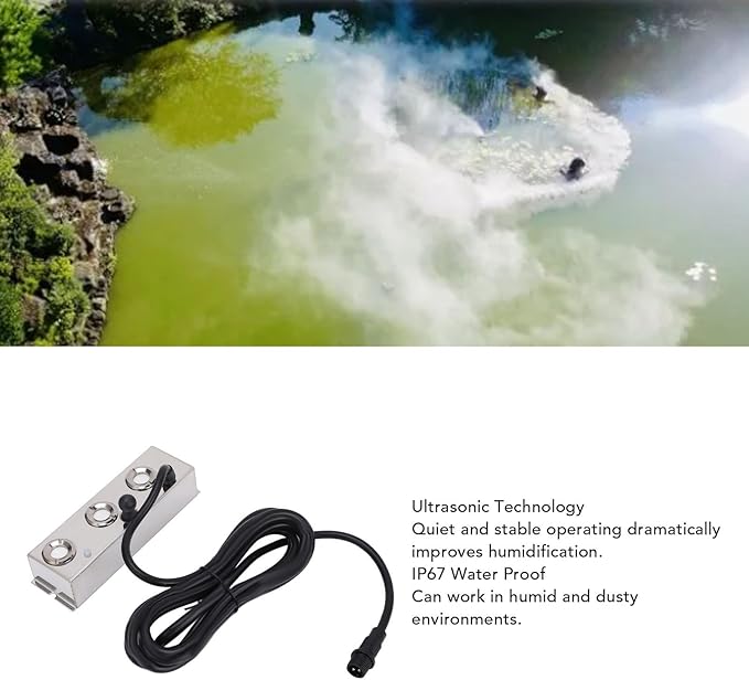 Ultrasonic Fogger Humidifier Mist Maker 3 Heads 36V Stainless Steel Low Noise Outdoor Indoor Garden Terrace Commercial Spaces 3 Meters Cable Length - Image 2