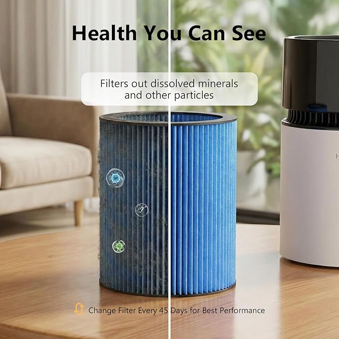 3L Mist-Free Evaporative Humidifier for Bedroom, Top Fill Humidifier Work with Tap Water, Touch Control,USB Powered, Sleep Mode, Night Light,1–8H Timer, Easy-Clean Design for Home Office - Image 4