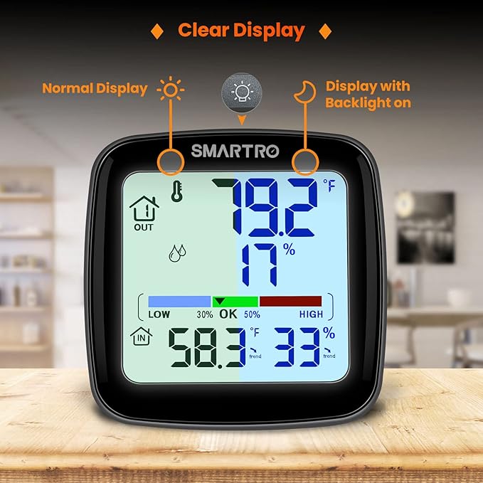 SMARTRO SC92 Professional Indoor Outdoor Thermometer Wireless Digital Hygrometer Room Humidity Gauge Temperature and Humidity Meter Pro Accuracy Calibration - Image 6
