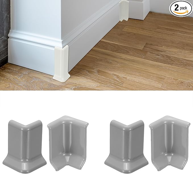 uxcell Self Adhesive Baseboard Corner Blocks, 2.2 Inch Wall Edge Corner Protector 2 Inside + 2 Outside Corners-Connector for Wall Floor Furniture Edge(Gray) by uxcell