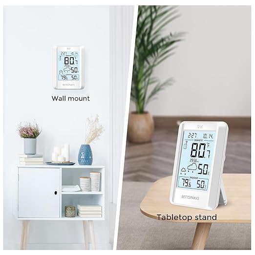 Indoor Outdoor Thermometer Wireless Weather Station with 330FT Range Remove Sensor Inside Outside Digital Hygrometer Thermometer Battery Powered Temperature Gauge Humidity Monitor with Clock&Backlight - Image 7