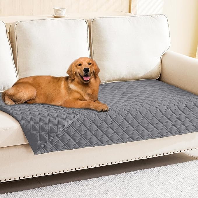 Smiry Waterproof Dog Bed Cover Pet Blanket, Soft Washable Dog Blanket for Furniture Bed Couch Sofa Reversible, Checkered (30"x70", Grey/Grey) by Smiry