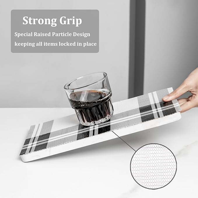 Drawer Shelf Liner for Kitchen Cabinets, Non Adhesive Slip Resistant Shelf Paper Easy to Clean, Strong Grip Thickened Waterproof Washable Mats for Pantry, Shelves, Dresser (Black, 17.5 in x 20 FT) - Image 2