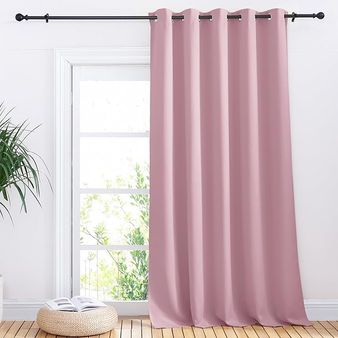 NICETOWN Sliding Door Curtains, Wide Thermal Blackout Patio Door Curtain Panel, Rouge Pink, W70 x L95, Sliding Door Drapes/Draperies with Grommet Top by NICETOWN