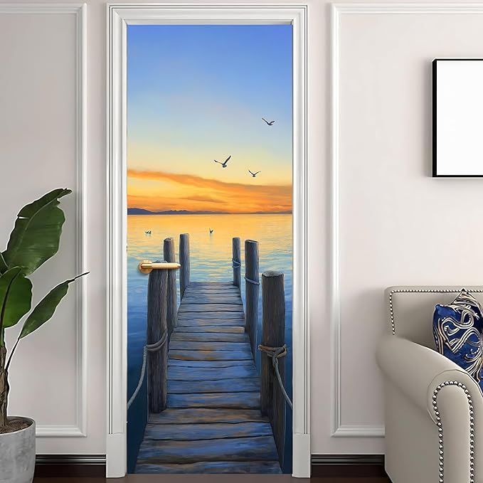 3D Door Stickers, Peel and Stick Vinyl Wallpaper, Self-Adhesive Mural Door Cover for Home Decor 30.3" W x 78.7" H - Image 2