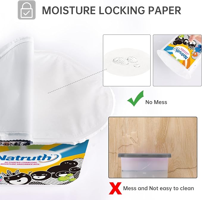 NATRUTH Moisture Absorbers with Activated Charcoal,800ml(6-Pack)*12.5 OZ Portable Closet Dehumidifier, Odor Eliminator Absorber Bucket,Humidity Absorber,Dehumidifier for Bathrooms, Kitchen & Boats - Image 4