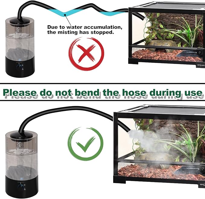 4L Reptile Humidifier Fogger with Extended Hose - Adjustable & Quiet Fogger/Mister for Chameleon, Bearded Dragon, Amphibians - Large Capacity(Black) - Image 3