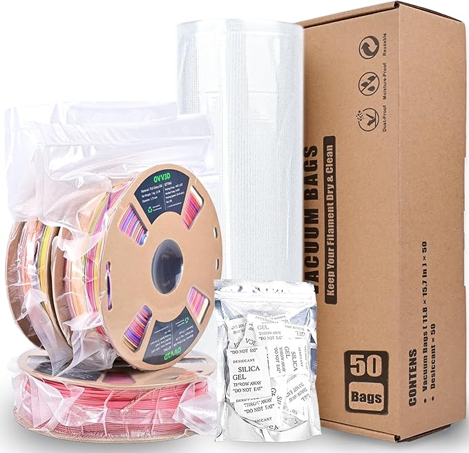 Filament Storage Bags 50 Pcs for Vacuum Sealer with 50 Desiccants, 15.7X11.8in Only Filament Bags and Desiccants, Without Sealer Machine by OVV3D