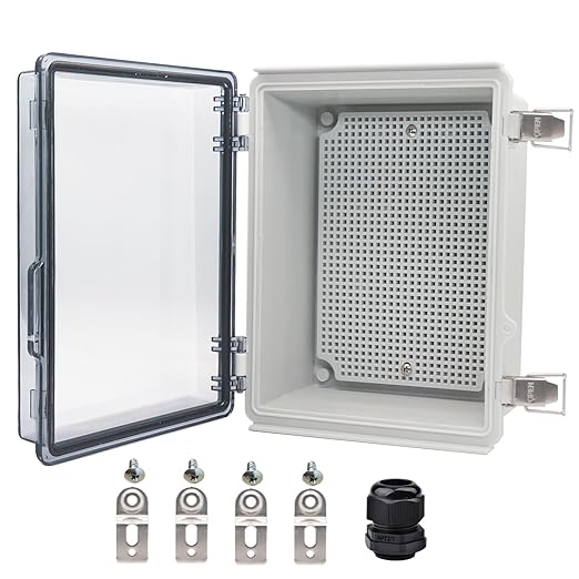 Waterproof Electrical Box, IP67 Junction Box Stainless Steel Latch Hinged Clear Cover Project Enclosure with Wall Bracket 8.7"x6.7"x4.3" by YETLEBOX