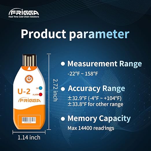 Frigga 50 Pack USB Temperature Data Logger Single Use Temperature Recorder 100 Days High Accuracy Thermometer Monitor 14400 Points with PDF CSV Report, U2 - Image 3