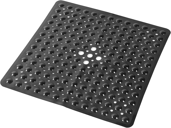 Anti-Slip Bathtub Shower mat, 20.8×20.8（Approximately 53×53cm） inch Soft Oversized Machine Washable Non-Slip Bathtub mat with Drainage Holes, Bathroom Floor Suction Cup.（1-Opaque Black） by ERASILKEN-X