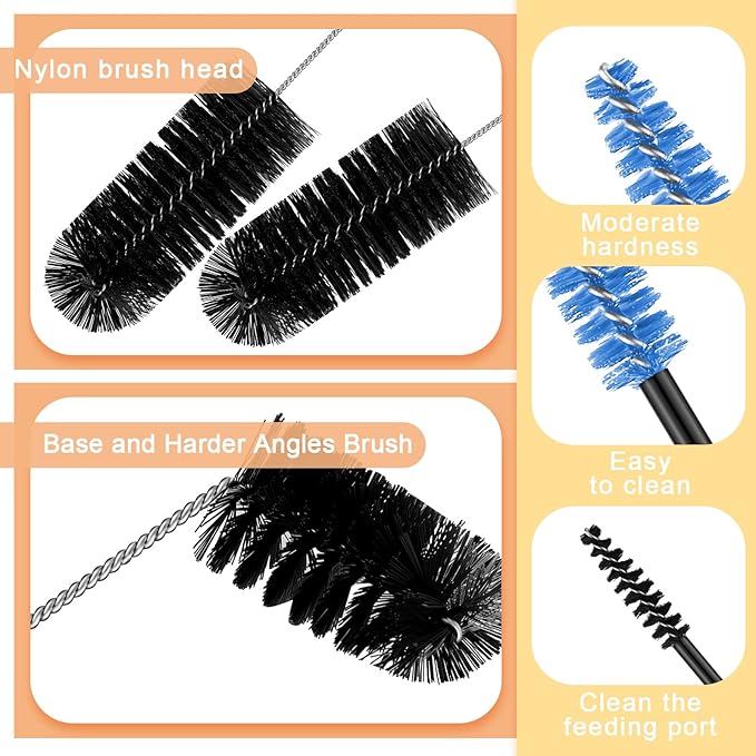 Hummingbird Feeder Cleaning Brush 19 Pieces 3 Size Mini Nylon Double Headed 2 in 1 Hummingbird Brush Hard to Reach Places Tiny Cleaning Kit(Black) - Image 3