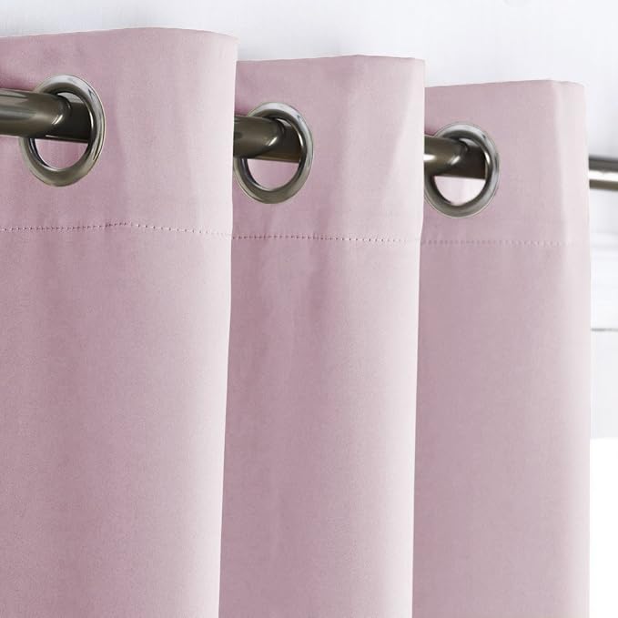 NICETOWN Room Darkening Curtain for Girl's Room Nursery Essential Thermal Insulated Solid Grommet Top Window Treatment Drape (Lavender Pink=Baby Pink, Sold Individually, 42 x 63 inch) - Image 3