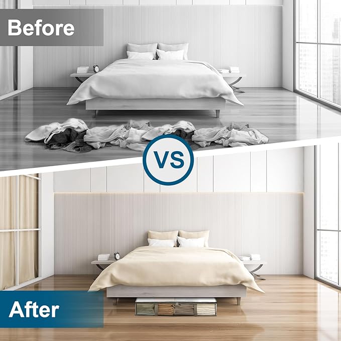 2 Pack Under Bed Storage Containers Bins, Humid-Proof Plastic Underbed Storage Bins, Clothes Storage and Organization Bags, Under the Bed Blanket Storage with Handles for Clothes, Bedroom, 70L - Image 5