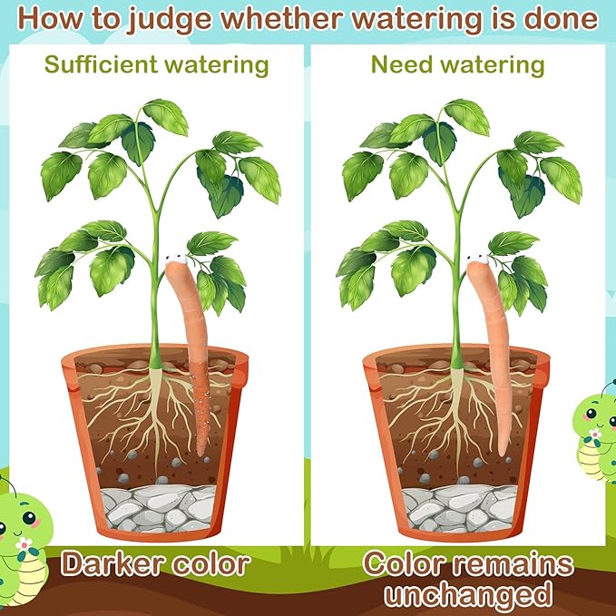 6 Pcs Water Sensor Ceramic Worm The Potting Shed Worm Water Sensor Plant Decoration Moisture Monitor Gardening Houseplant Humidity Meter Fun Gardening Gift for Your Potted Plant (6 Inch) - Image 4