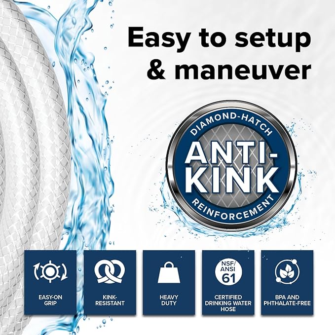 Camco TastePURE 4-Ft Water Hose - RV Drinking Water Hose Contains No Lead,No BPA &-No Phthalate - Features Reinforced Design & Crafted of PVC - 1/2” Inside Diameter,Made in the USA (22763),(Pack of 6) - Image 4