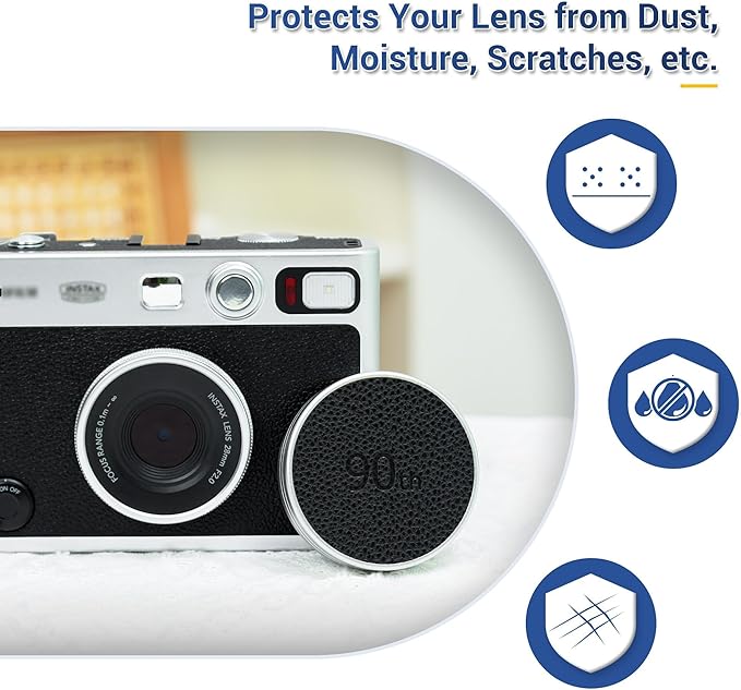 Retro Leather Lens Cap for Fujifilm Insta Mini EVO, Aluminum Anti-Dust Anti-Scratches Lightweight Camera Lens Cover with Soft EVA Interior, Accessories for Fuji Mini Evo Lens Protection Cover - Image 2