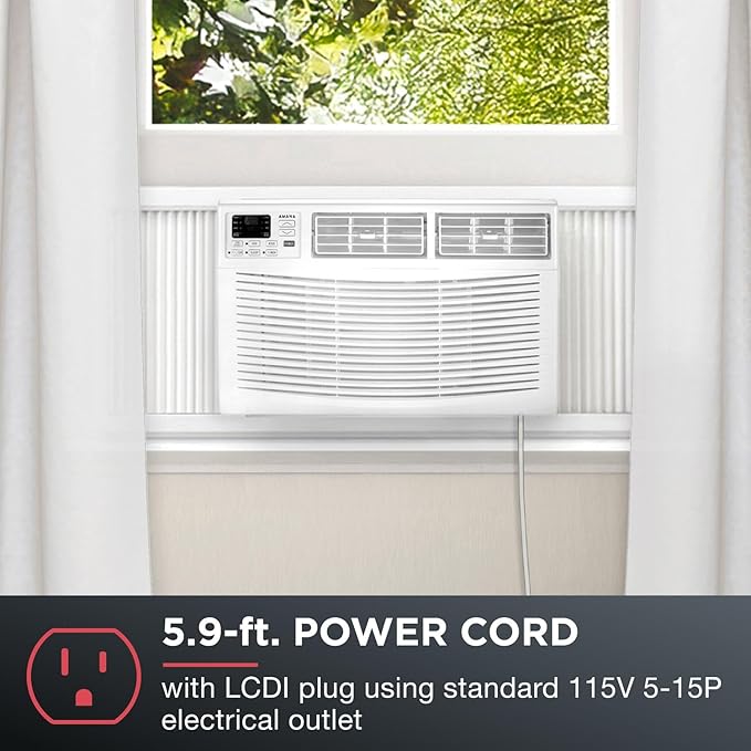 Amana 8,000 BTU Window Air Conditioner with Dehumidifier, 115V, Window AC for Rooms up to 350 Sq. Ft., Bedrooms, Bathrooms, and Nurseries with Remote Control, Digital Display, Timer, 3 Cooling Speeds - Image 7