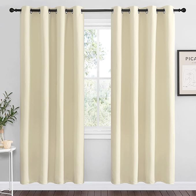 NICETOWN Beige Room Darkening Curtains 78" Long for Boho Farmhouse Home Decoration, Window Treatment Total Privacy Drape Panels for Bedroom Living Room Guest Room (55" Wide, Set of 2) by NICETOWN