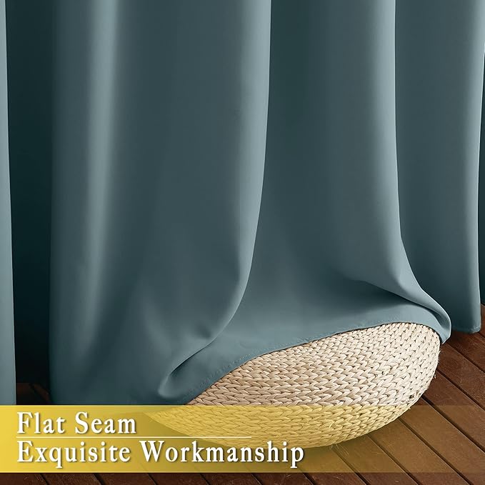 NICETOWN Blackout Curtain for Sliding Door, Patio Door Curtains, Grommet Thermal Insulated Room Divider Curtain Drape for Living Room/Bedroom (Greyish Blue, W80 x L84, 1 Panel) - Image 7