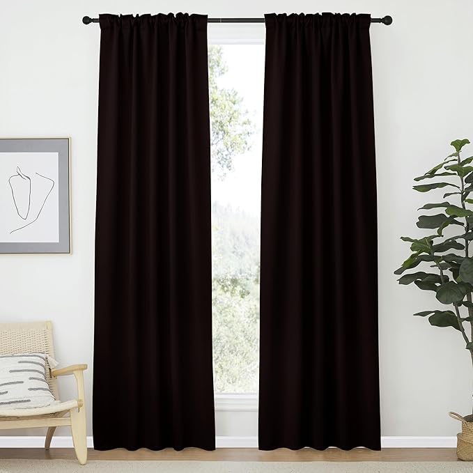 NICETOWN Living Room Darkening Curtains - (Toffee Brown Color) W42 x L70, Set of 2, Home Decor Room Darkening Thermal Insulated Drapery Panels for Office/School/Hospital Window - Image 2