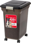 IRIS USA Airtight Dog Food Storage Container, WeatherPro, Up to 40 lbs, Removable Wheels, for Dog Cat Bird and Other Pet Food Storage Bin, Keep Fresh, Translucent Body, Made in USA, Smoke/Black by IRISUSA