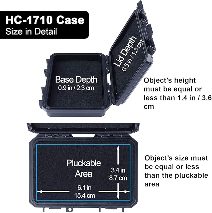 Lykus HC-1710 Mini Hard Case Dry Box with Foam Insert, Interior Size 6.54x3.94x1.46 inch, IP66 Splash-Proof - Image 3