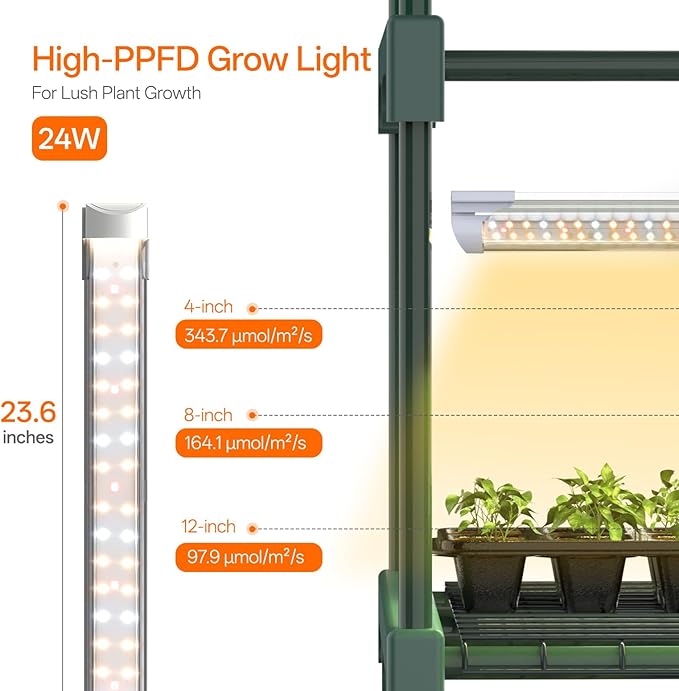 Bstrip Indoor Greenhouse with Grow Light, 4-Tier Mini Green House, 4Pcs Grow Lights for Indoor Plants with Timer, Zippered PVC Grow Tent with Airflow Windows, Indoor Greenhouse Cabinet 35x19.3x63in - Image 6