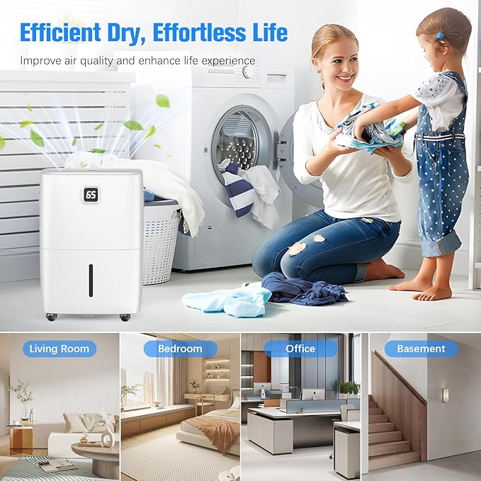 DEVERSE Max 80 Pints Energy Star Dehumidifier for Home/Bedroom/Basement, 5000 Sq.Ft Coverage, with Drain Hose, Smart Humidity Control & Large Tank - Image 8