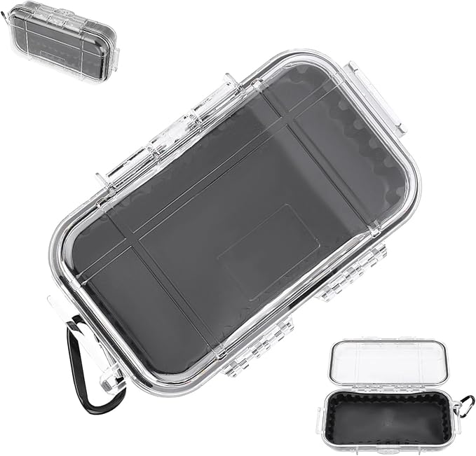 VINGVO Shockproof Storage Case, IP67 Airtight Dry Box Container for Outdoor Camping Boating EDC Gear - Compact Carry Box (7.5x4.7x2in, Transparent) by VINGVO