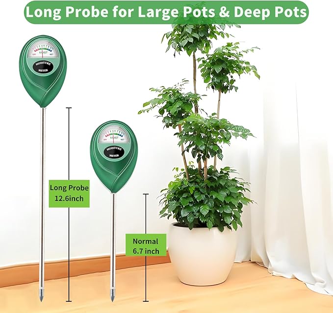 Soil Moisture Meter, 2 Pack Long Probe Soil Moisture Monitor for House Plants, Soil Hygrometer Moisture Sensor for Indoor & Outdoor, Garden, Farm, Lawn Plant Care, No Battery Needed(Green) - Image 2