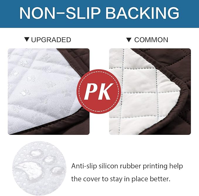 H.VERSAILTEX 100% Waterproof Sofa Slipcover Washable Armchair Cover Non-Slip Furniture Protector for Living Room Couch Cover for Pets Chair Cover with Puppy Paw Silicone Backing (Armchair, Brown) - Image 6