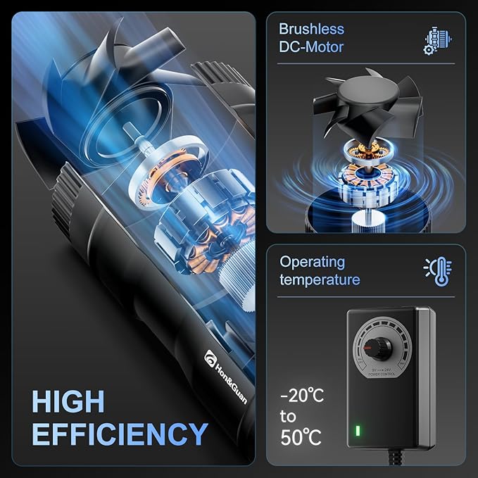 Hon&Guan 6 Inch Inline Booster Duct Fan with Speed Controller - 345 CFM Airflow with 19.2W Ultra-Low Power and Low Noise - Image 2