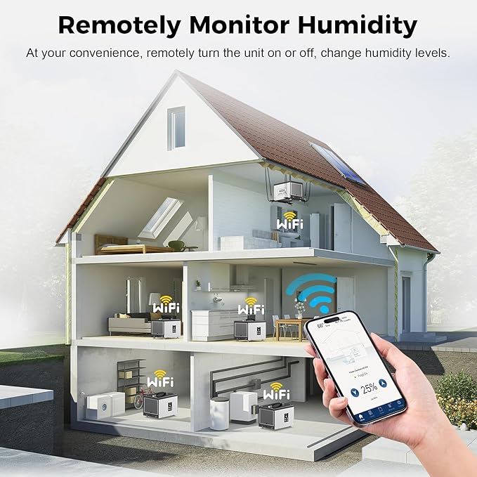 ALORAIR Wi-Fi Crawl Space and Basement Dehumidifier, 70 Pint with Pump, Auto-Defrost, Covers Up to 1000 Sq Ft, Memory Start, cETL Listed, Commercial Grade - Image 5