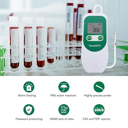 TOPINCN Digital Temperature Humidity Data Logger, USB Temperature Humidity Data Logger Recorder PDF CSV, External Probe for Storage and Cold Chain Logistics - Image 2