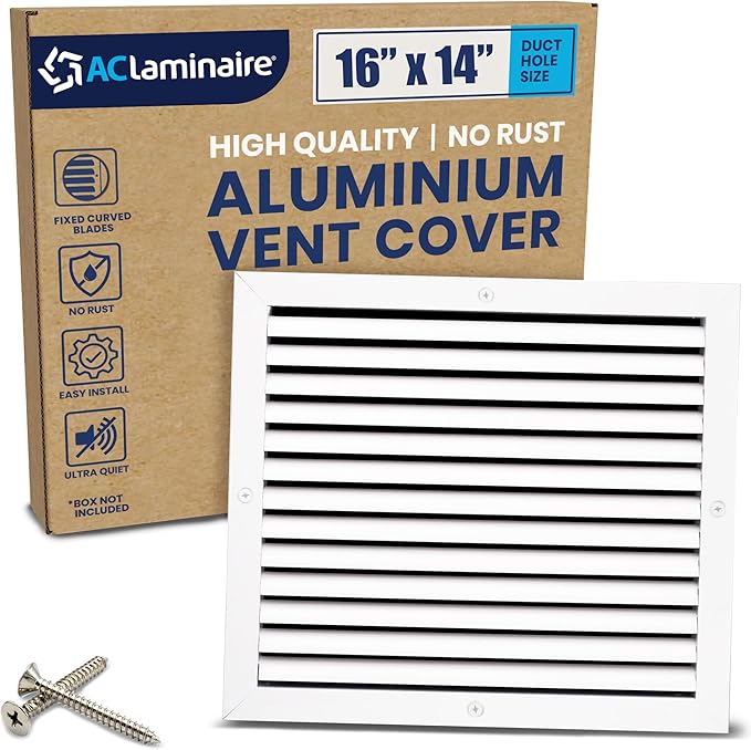 16x14 Inch (Duct Opening) Air Return Vent Cover Decorative – Premium Aluminum AC Vent Cover for Ceiling & Wall, Rustproof Grille, Ideal for Home HVAC Grille, Durable & Easy to Install by ACLAMINAIRE by LAMINAIRE