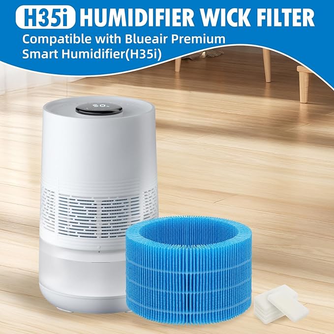 Humidifier Replacement Filter Compatible with BLUEAIR Premium Smart Humidifier(H35i), Evaporative Washable Humidification Filter, 2 Pack Blue Humidifier Wick Filters+5 Pack Sponge Filters - Image 2