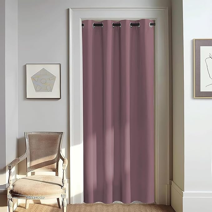 NICETOWN Door Curtain for Closet Doors 80 Inches Long 1 Panel, Blackout Doorway Curtain for Open Closet Bedroom, Room Divider Living Room for Privacy (Dry Rose, 1 Panel, 46W x 80L) by NICETOWN