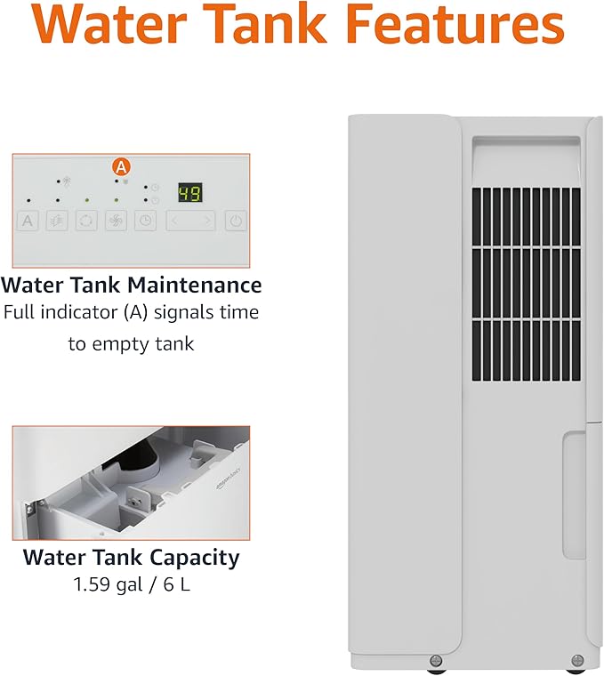 Amazon Basics 35-Pint Large Dehumidifier for Home, Energy Star Certified, Humidity Control, Auto-Defrost, Timer, Overflow Protection, for Rooms up to 2500 SFT, White - Image 4